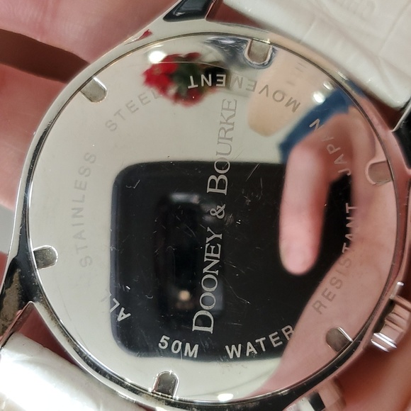 Ladies Large Dooney & Burke Stainless white leather band watch main image 9